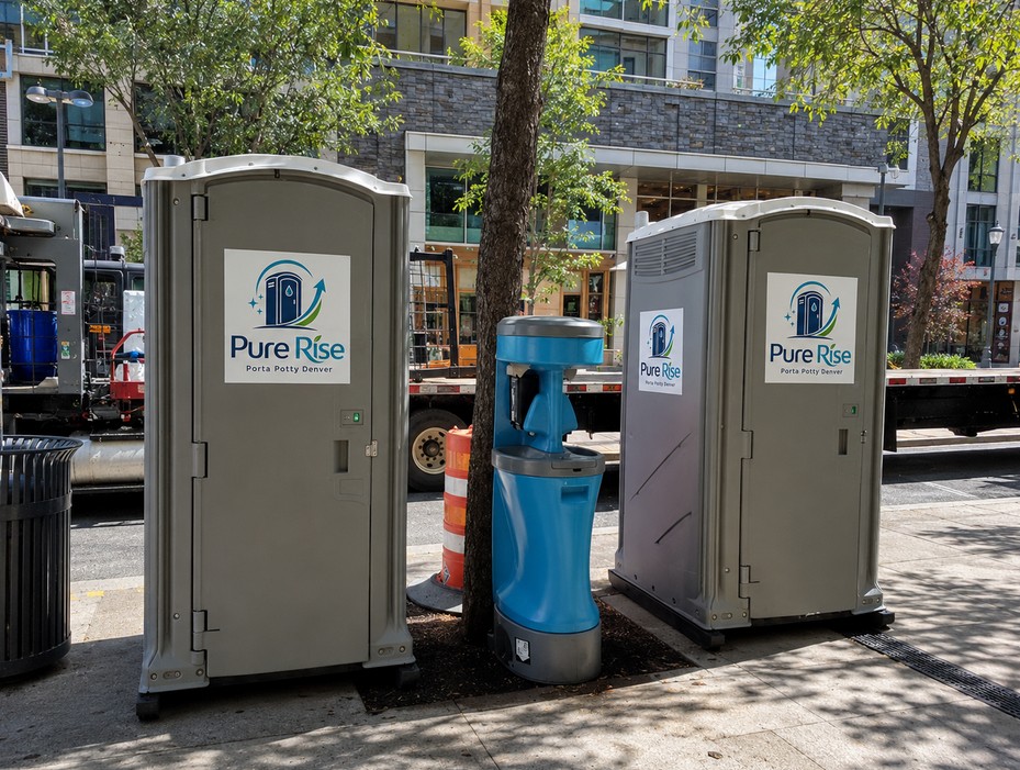 Pure Rise Porta Potty Denver clean portable toilet on a Denver jobsite
